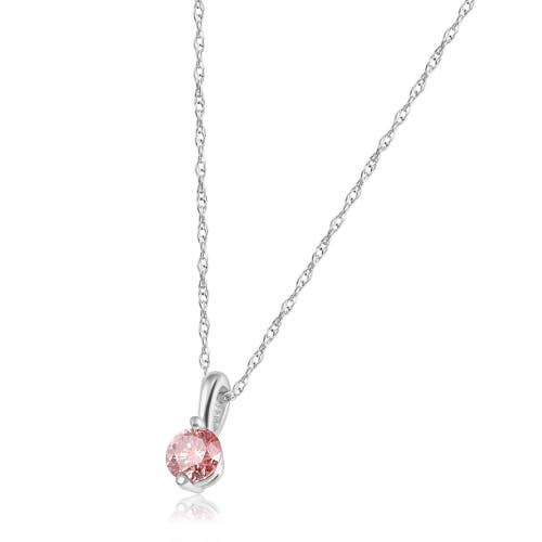 Bliss Diamond 1/4ct Pink Diamond Solitaire Pendant 14k Gold 18" Necklace Lab Grown In 14k White Gold