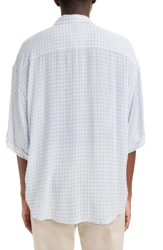Shop Ami Alexandre Mattiussi Boxy Fit Gingham Button-up Shirt In Chalk/ Cashmere Blue