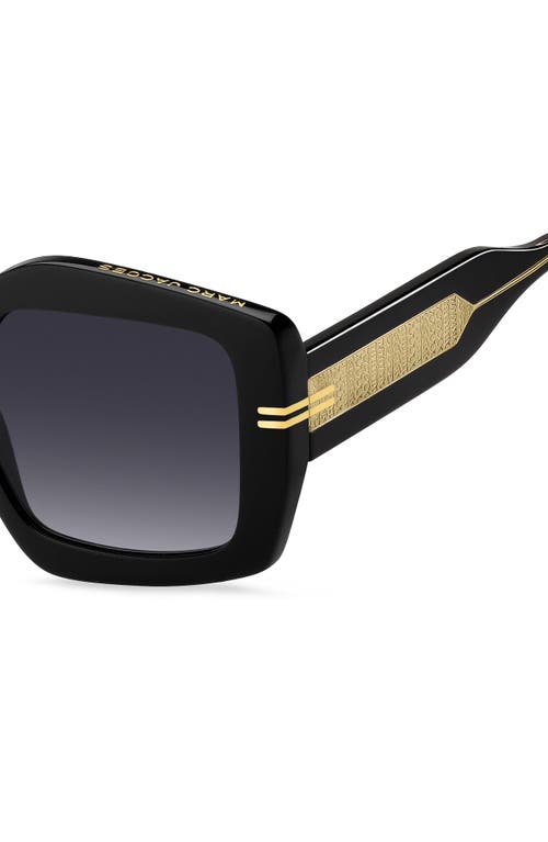 Marc Jacobs 53mm Gradient Rectangular Sunglasses In Black Crystal/dark Grey Sf
