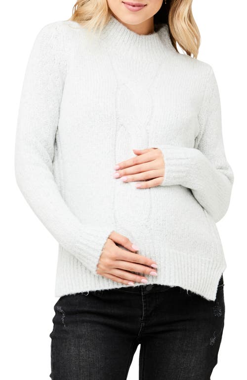 Ripe Maternity Cable Knit Mock Neck Maternity/Nursing Sweater Snow at Nordstrom,