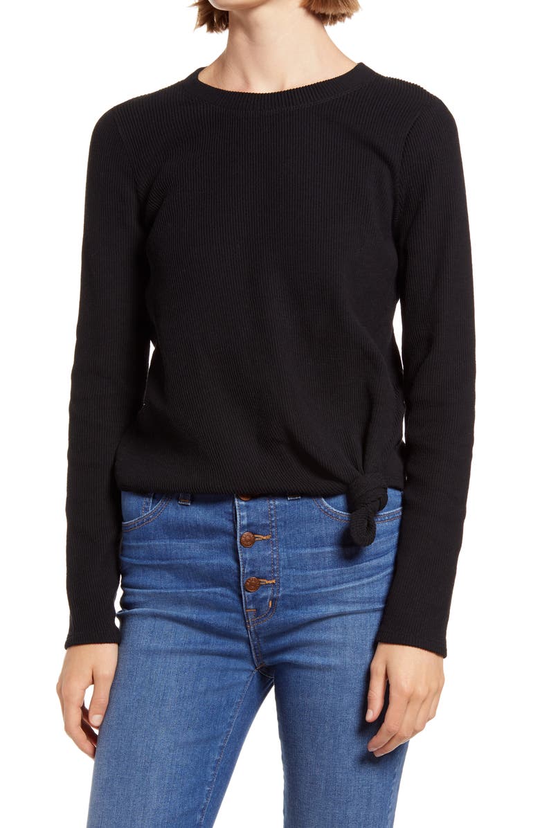 MADEWELL Texture & Thread Front Knot Jacquard Top, Main, color, 001