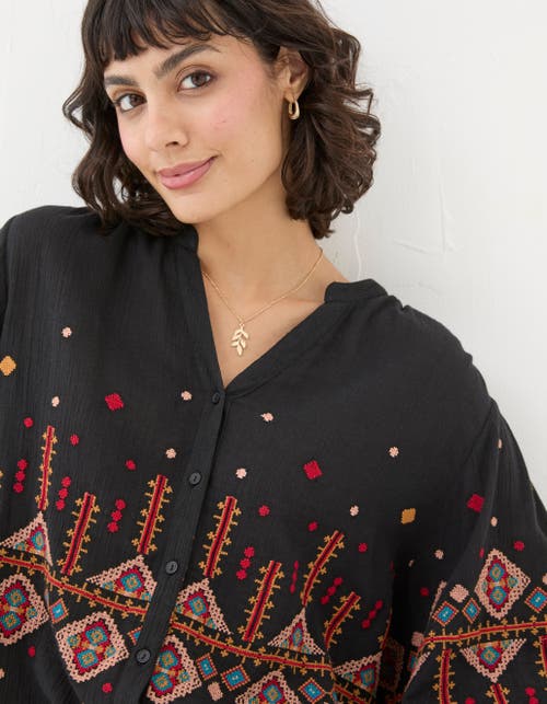 Shop Fatface Elana Embroidered Blouse In Black