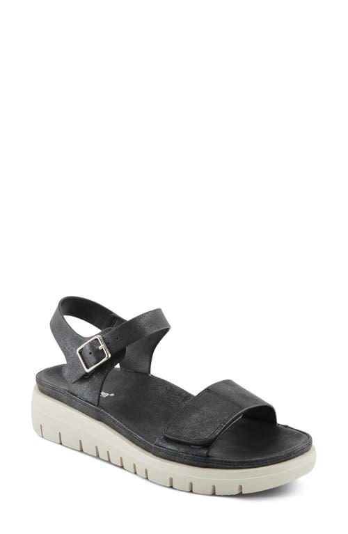 Flexus By Spring Step Shinzon Ankle Strap Platform Wedge Sandal In Black