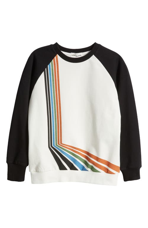 MILES THE LABEL Kids' Stripe Stretch Organic Cotton Sweatshirt in 900 Black