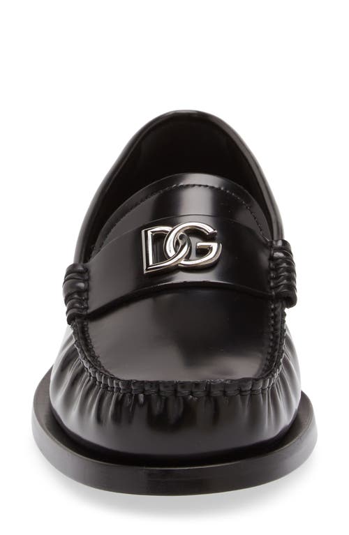 Dolce & Gabbana Dg Medallion Leather Classic Loafers In Nero