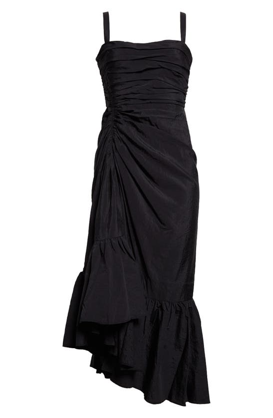 Shop Cinq À Sept Zinnia Ruched Ruffle Dress In Black