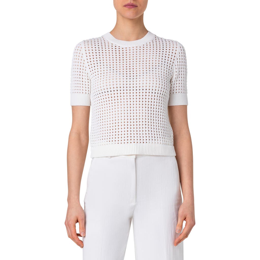 Akris Punto Dot Mesh Sweater In Cream