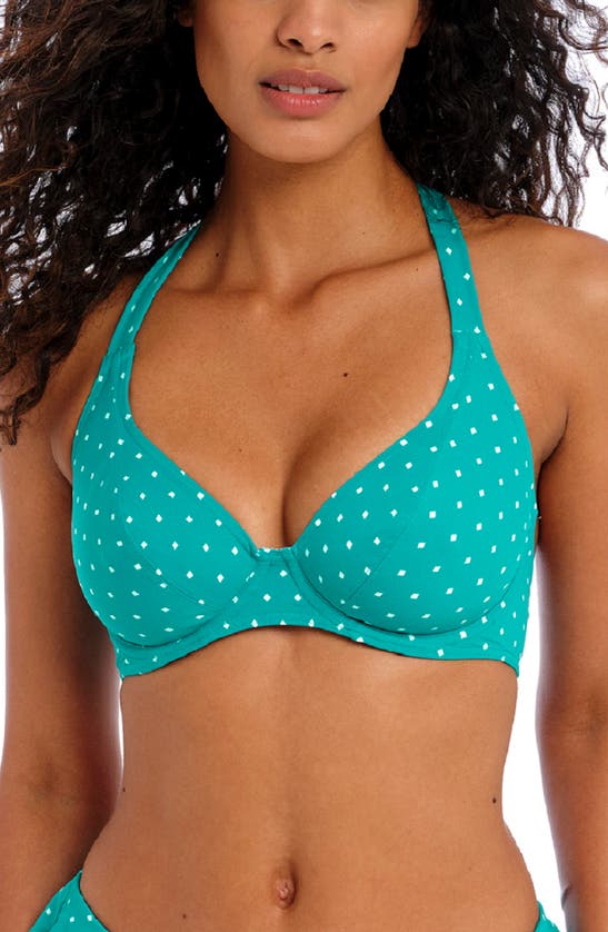 Freya Jewel Cove Underwire Banded Halter Bikini Top In Marine