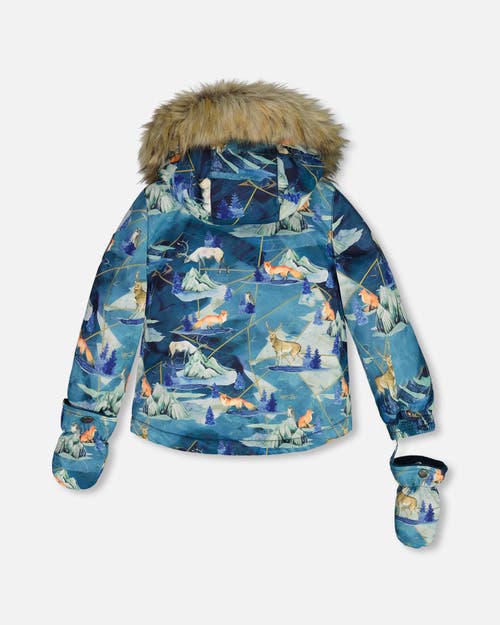 Shop Deux Par Deux Baby Boy's Two Piece Baby Snowsuit Burnt Orange With Printed Animal And Glaciers