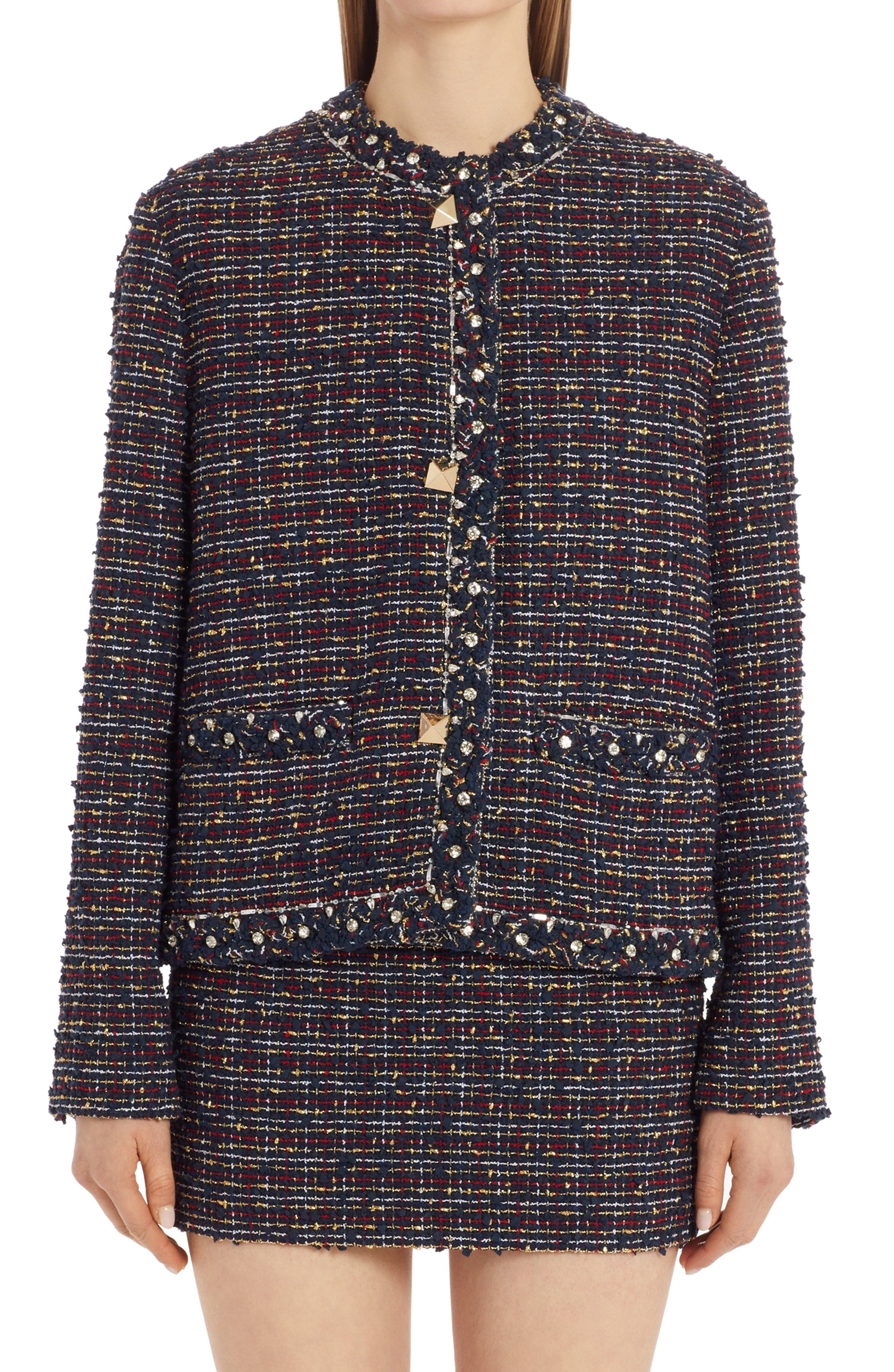 Valentino Braided Trim Metallic Tweed 