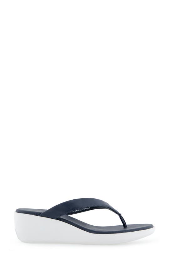 Shop Aerosoles Isha Wedge Flip Flop Sandal In Navy Pu