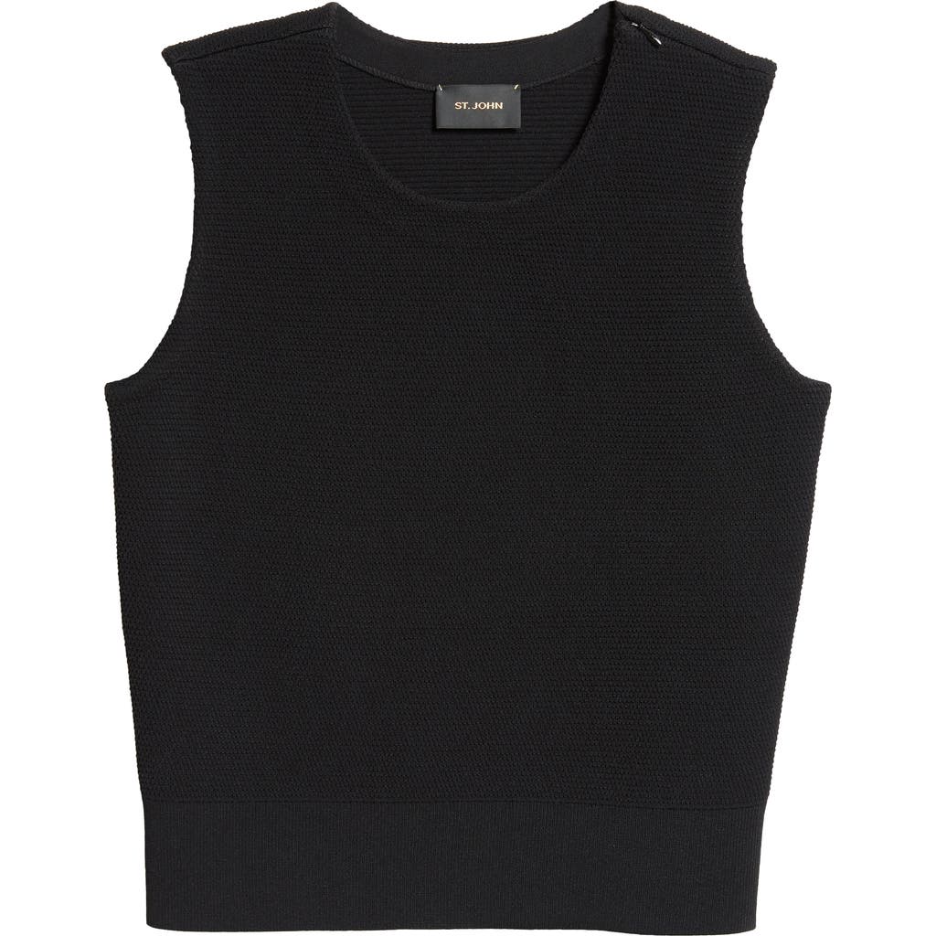 St John St. John Collection Piqué Knit Shell In Black