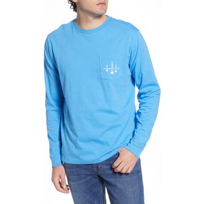 Vineyard Vines Sail Boat Fade Long Sleeve Pocket T-Shirt, Blue