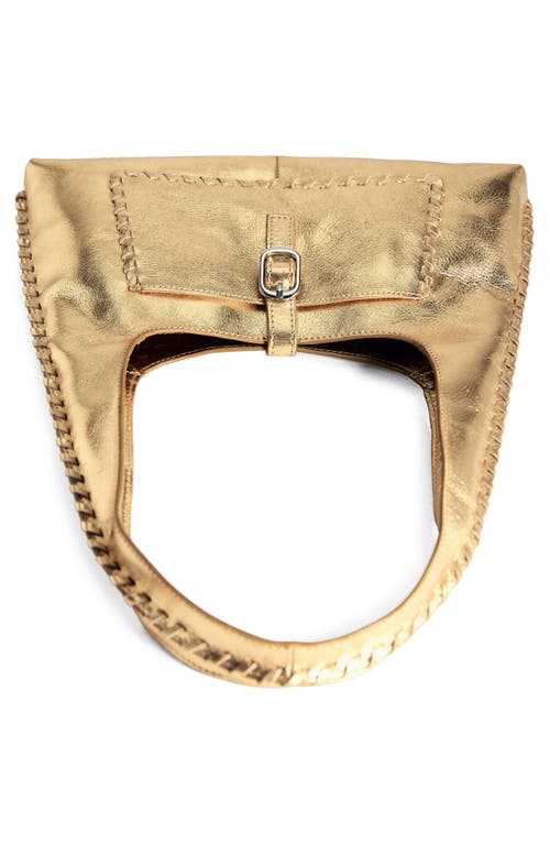 Shop Mango Metallic Leather Shoulder Bag In Gold