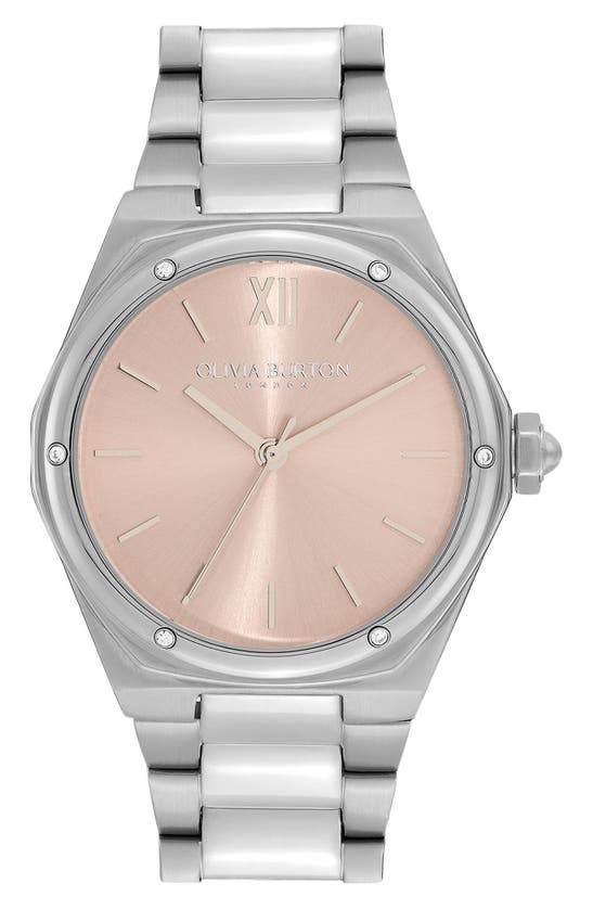 Olivia Burton Women's Sports Luxe Hexa Silver-tone Stainless Steel Watch 33mm