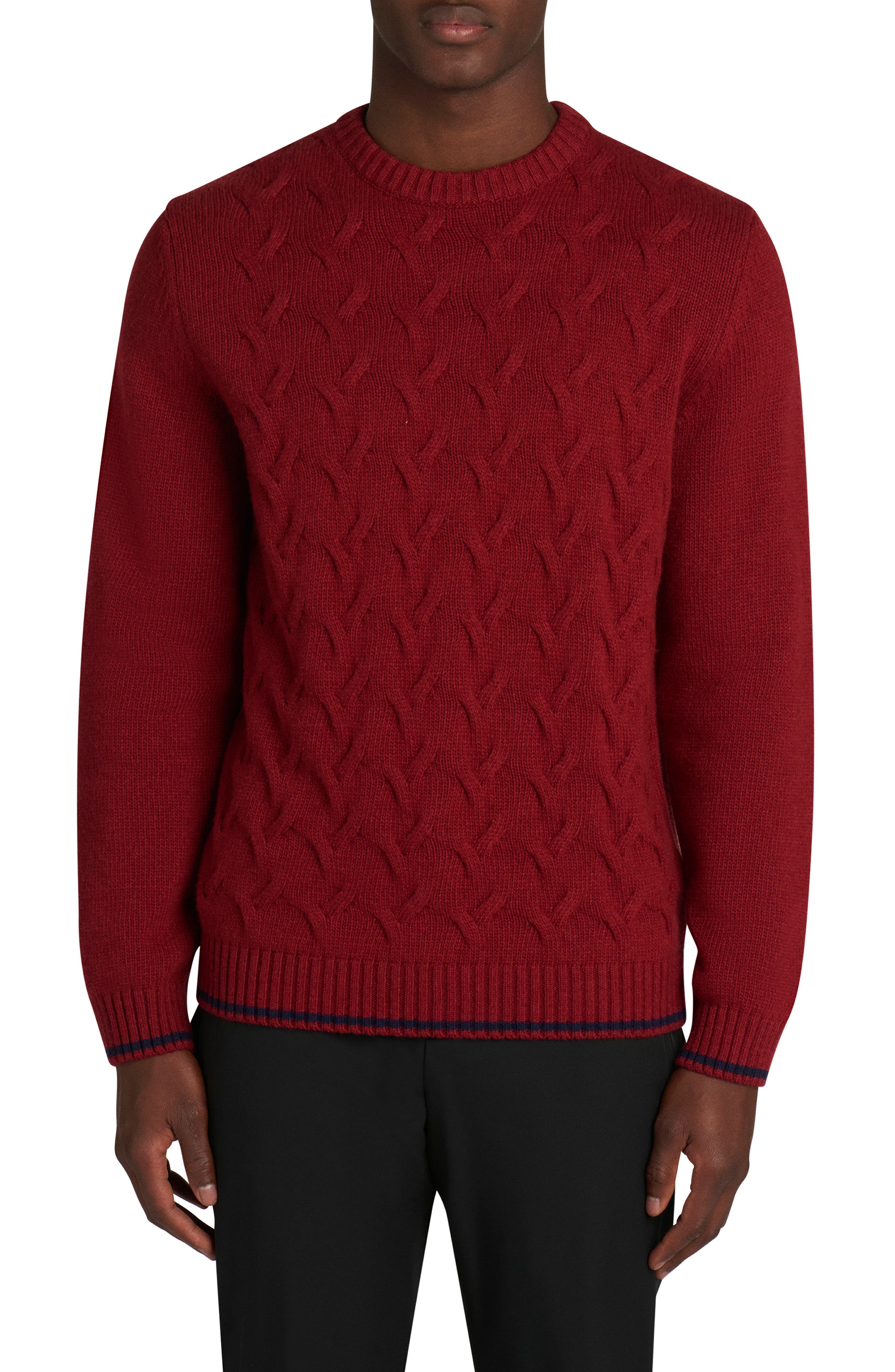 men's red knit sweater