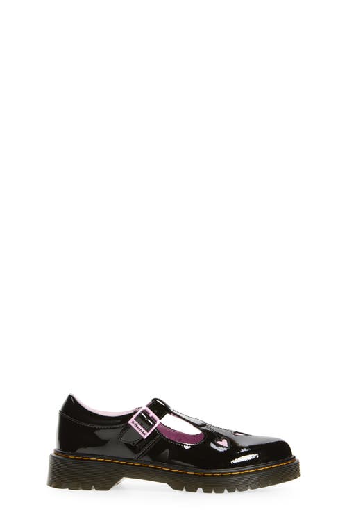 Shop Dr. Martens' Dr. Martens Kids' Bex Heart T-bar Mary Jane In Black And Pink Patent Lamper