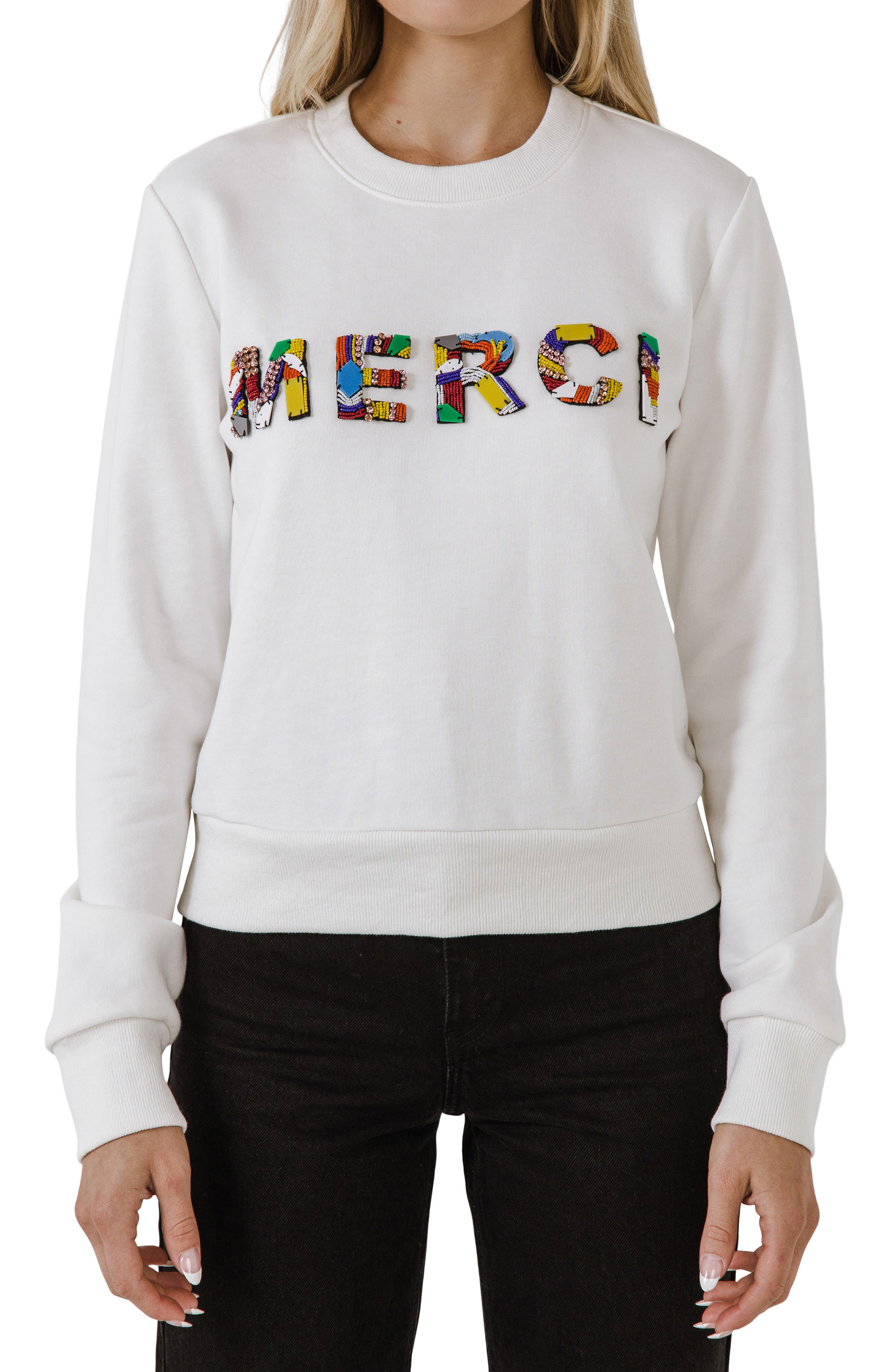 Endless Rose Merci Beaded Sweatshirt Nordstrom