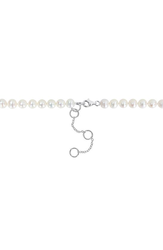 Shop Delmar 7–7.5mm Cultured Freshwater Pearl & Black Diamond Pendant Necklace In White