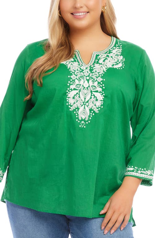Karen Kane Embroidered Cotton Tunic Top in at Nordstrom