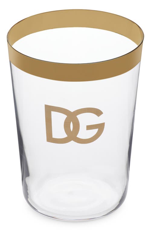 Dolce & Gabbana Dolce&gabbana Dg Logo Set Of 2 Soft Drinks Glasses In Trasp/gold