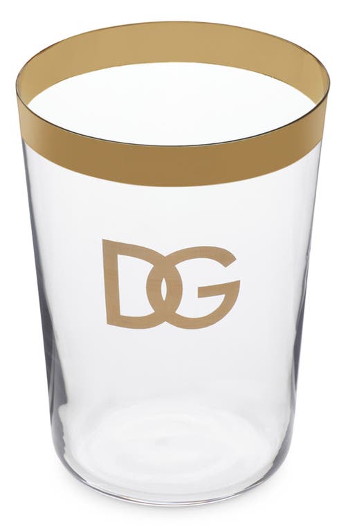 Shop Dolce & Gabbana Dolce&gabbana Dg Logo Set Of 2 Soft Drinks Glasses In Trasp/gold