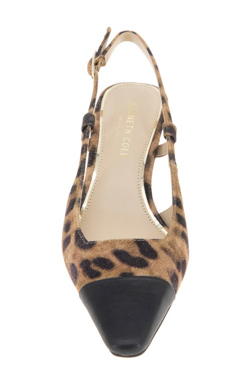 Kenneth Cole Martha Slingback Cap Toe Kitten Heel Pump In Leopard Suede