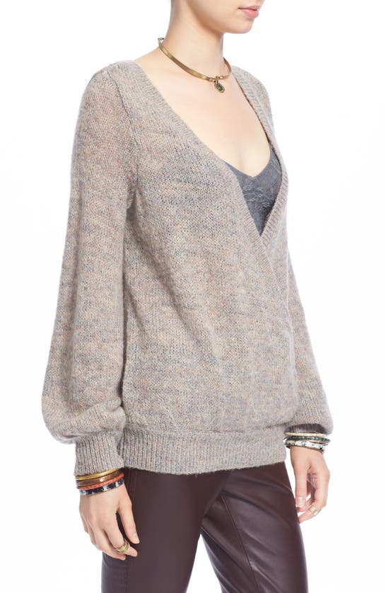 Shop Free People 'karina' Slouchy Wrap Front Sweater In Light Multi