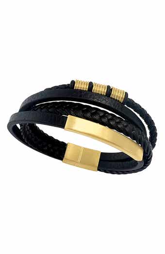 Hurley Mens Black Leather Bracelet 9 - Braided
