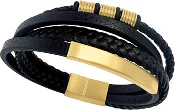 Adornia Men's Multistrand Leather Magnetic Bracelet