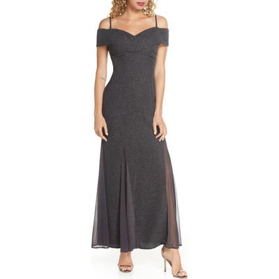Morgan & Co. Glitter Cold Shoulder Gown, Black
