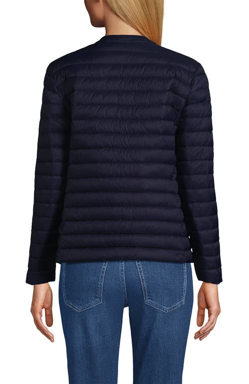 Shop Lands' End Wanderweight Collarless Down Jacket In Deep Sea Navy