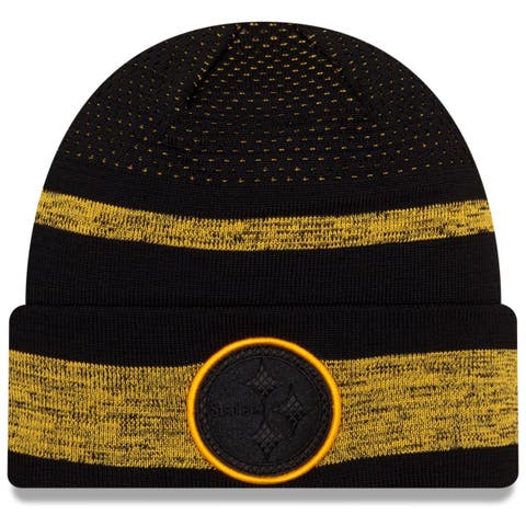 Men's New Era Black/Heathered Gray Pittsburgh Steelers Grandpa Cuffed Knit  Hat with Pom