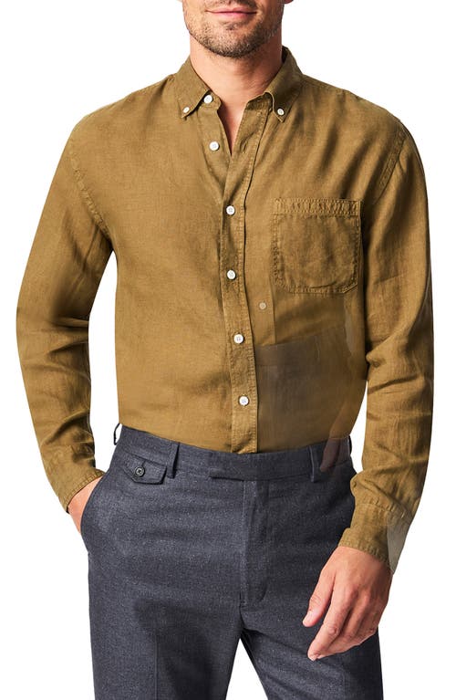 Tuscumbia Standard Fit Linen Button-Down Shirt in Olive