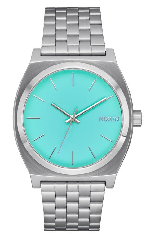 Nixon The Time Teller Bracelet Watch, 37mm In Silver/turquoise