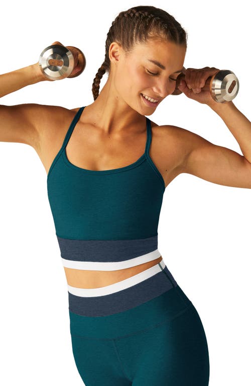 Shop Beyond Yoga Colorblock Space Dye Crop Tank Top In Majestic Blue Tri-color