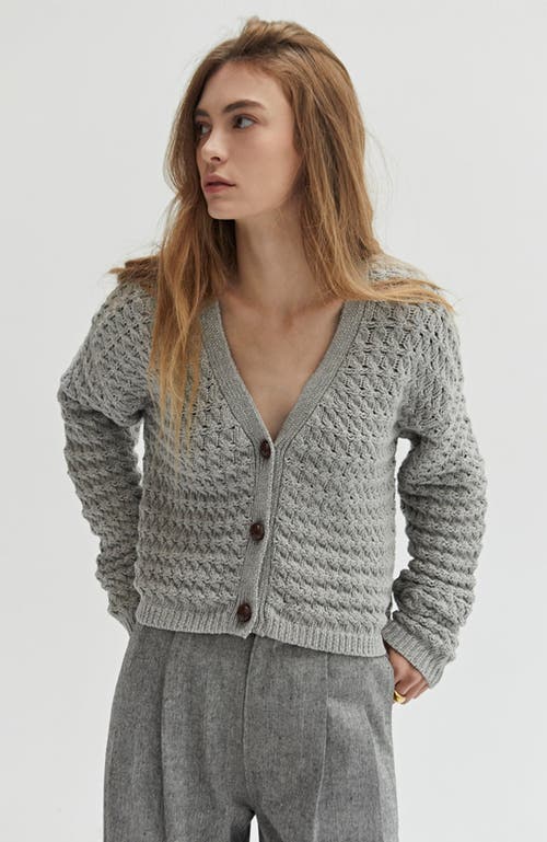 Shop Crescent Textured V-neck Cardigan Top In Heather Grey