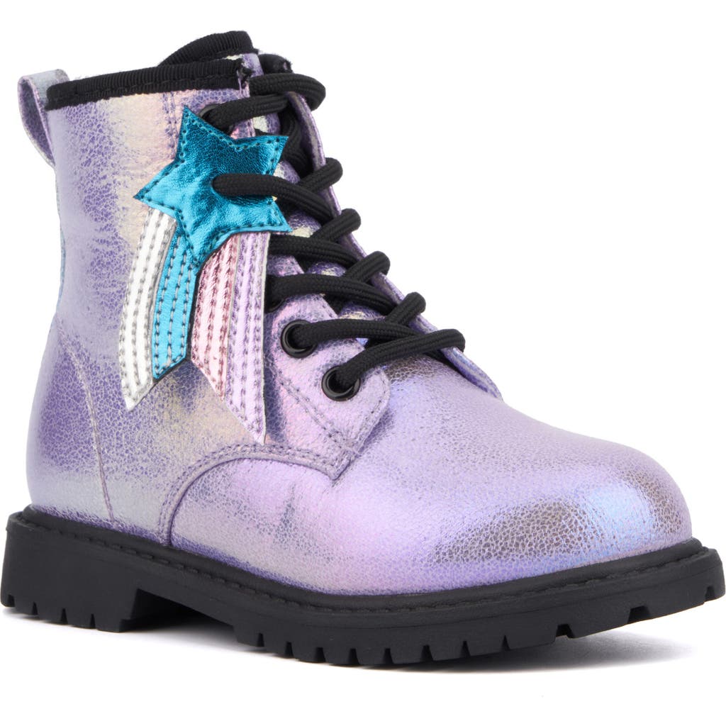 Olivia Miller Kids' Crystal Sky Metallic Combat Boot In Purple