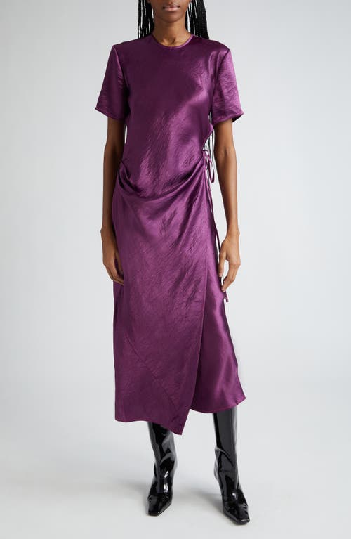 Acne Studios Daika Textured Satin Faux Wrap Midi Dress Bright Purple at Nordstrom, Us