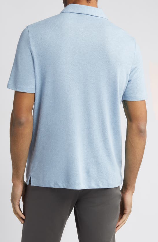 Johnston & Murphy Linen Blend Johnny Collar Polo In Light Blue
