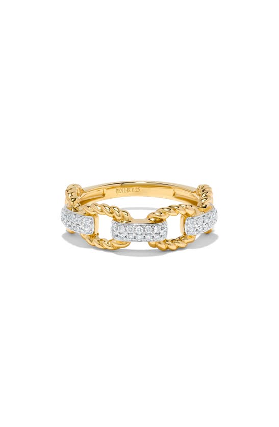 H.j. Namdar Diamond Pavé Two-tone Rope Chain Ring In Gold