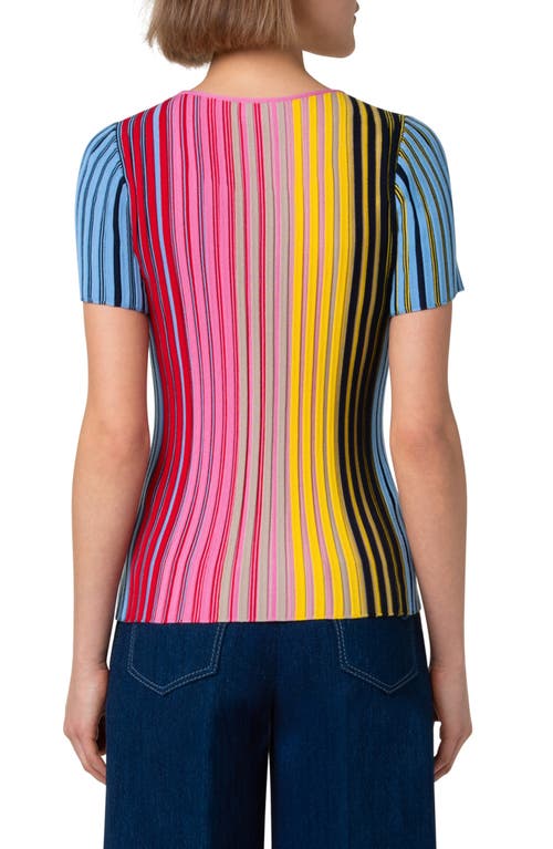 AKRIS PUNTO AKRIS PUNTO RAINBOW MERINO WOOL RIB TOP 