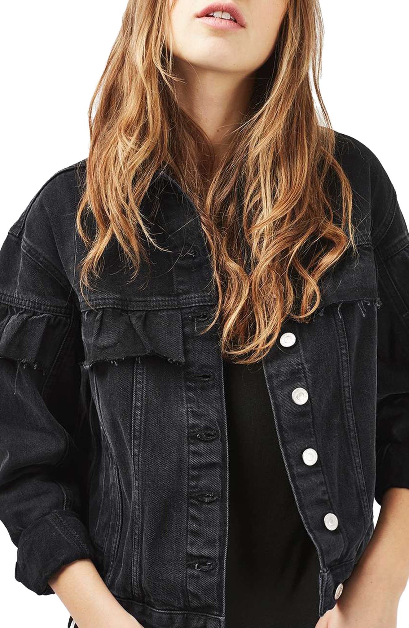 Moto Frill Denim Jacket Nordstrom