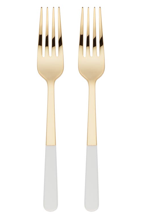Kate Spade With Love Set Of 2 Tasting Forks In Gold/white