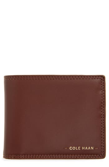 Cole Haan Logo Leather Bifold Wallet In British Tan