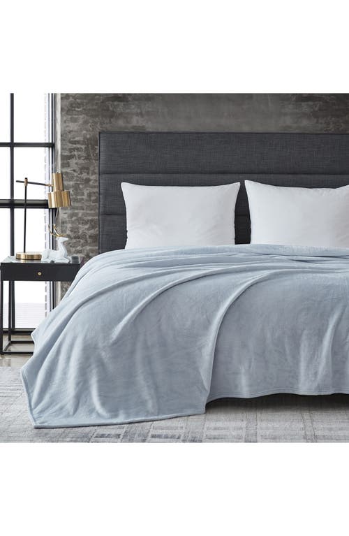 Kenneth Cole Solid Ultra Soft Plush Fleece Blanket In Blue