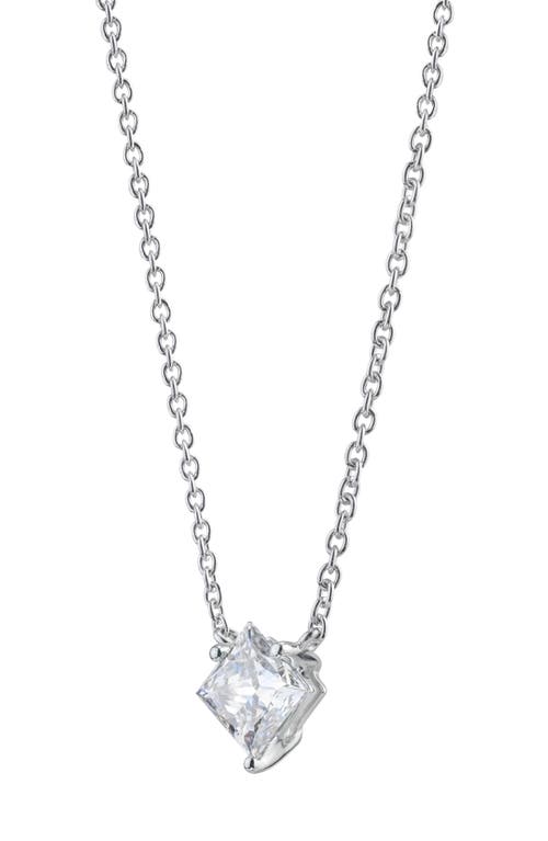 Shop Lightbox 1-carat Princess Cut Lab-grown Diamond Pendant Necklace In White/14k White Gold