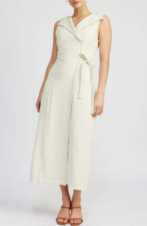 Shop En Saison Areli Denim Faux Wrap Dress In Ivory