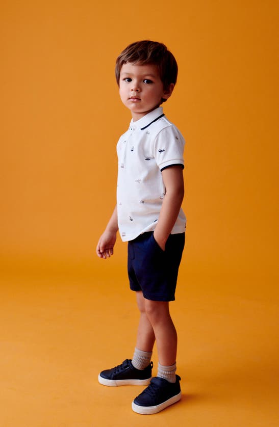 Shop Next Kids' Vehicle Print Cotton Polo & Shorts Set In White