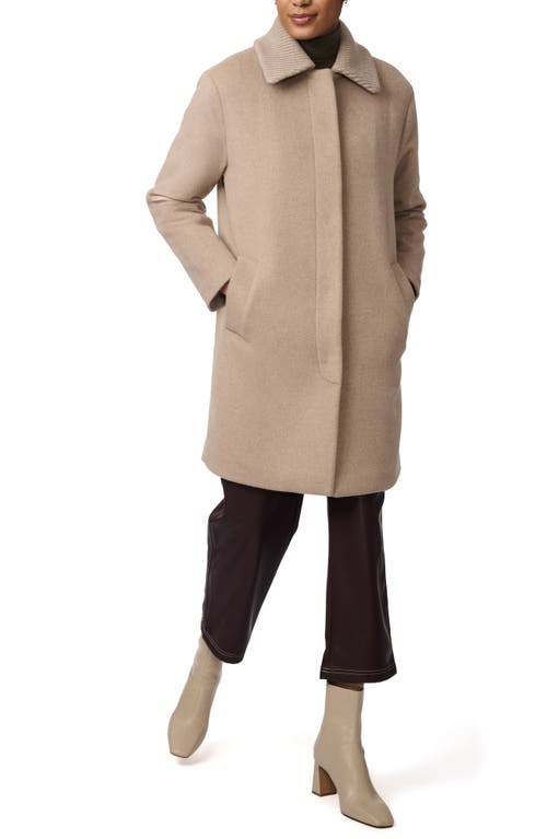 Shop Bernardo Rib Collar Coat In Oatmilk